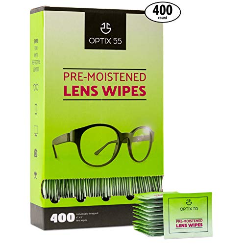 Eyeglass Cleaner Lens Wipes - 400 Pre-Moistened Cleaning Cloths - Glasses Cleaner Wipe Safely Cleans Eye Glasses, Sunglasses, Screens, Electronics, Computer Monitor and Camera Lense | Streak-Free