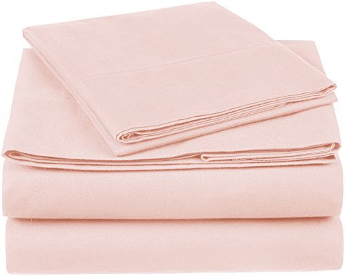 Book Cover Amazon Brand â€“ Pinzon 300 Thread Count Organic Cotton Bed Sheet Set - Twin, Blush Pink