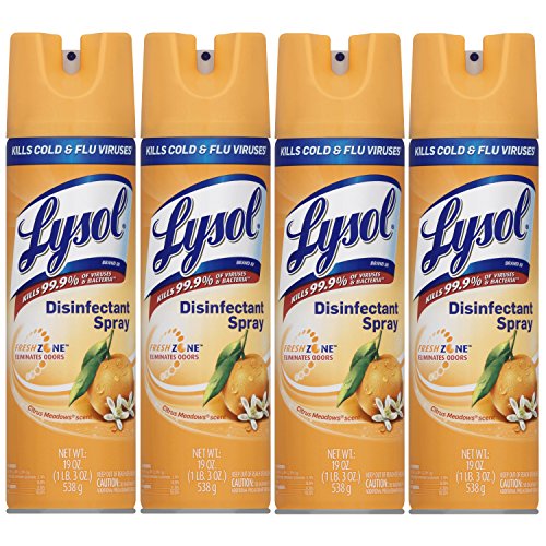 Book Cover Lysol Disinfectant Spray, Citrus Meadows, 19 oz (Pack of 4)