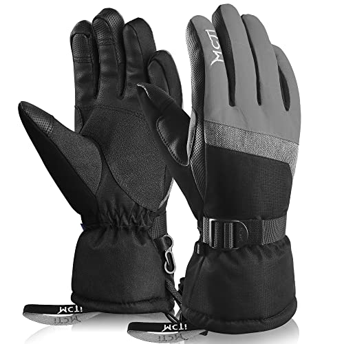 Book Cover MCTi Ski Gloves,Winter Waterproof Snowboard Snow 3M Thinsulate Warm Touchscreen Cold Weather Women Gloves Wrist Leashes