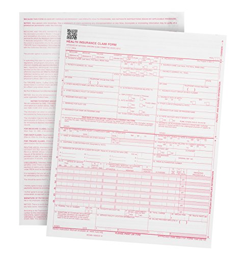 Book Cover New 2500 CMS 1500 Claim Forms - Current HCFA 02/2012 Version (OMB-0938-1197) - Forms Will Line Up with Billing Software and Laser Compatible - 2500 Sheets - 8.5 Inch x 11
