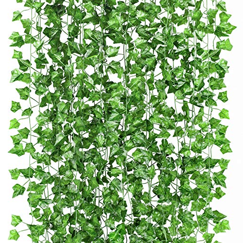 Book Cover GPARK 12 Pack / 82 inch, Artificial Ivy Garland Fake Leaf Plants Vine , Hanging Leaves Garlands for Wedding Party Garden Kitchen Outdoor Greenery Wall Decor Green 80 Feet