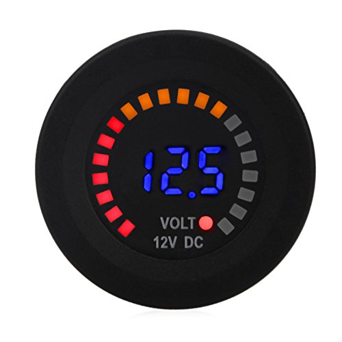 WATERWICH Waterproof 12V DC Voltmeter Color LED Digital Display Volt Meter Voltage Meter Scale Gauge Battery Tester for Marine Car Motorcycle Truck Boat RV