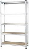 Amazon Basics 5-Tier Medium Duty Garage Shelving Unit, Sturdy Adjustable Storage Shelves, Easy to Assemble, 48" x 18" x 72", Aluminum