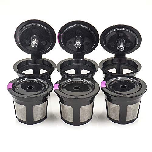 Book Cover 6 Pack Reusable Coffee Filter Replacement for Keurig Refillable K Cupsules 2.0 1.0 Small Coffee Pod Single Black