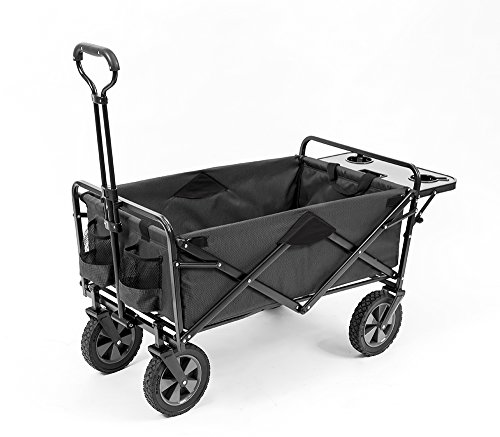 Book Cover Mac Sports Collapsible Outdoor Utility Wagon with Folding Table and Drink Holders, Gray