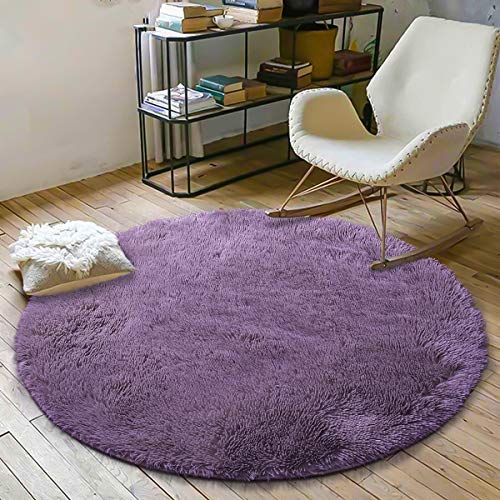 Book Cover YOH Fluffy Soft Round Area Rugs for Kids Girls Room Princess Castle Plush Shaggy Carpet Cute Circle Furry Nursery Rug for Teen's Bedroom Living Room Home Decor Floor Carpet 4'x4' Baby Pink