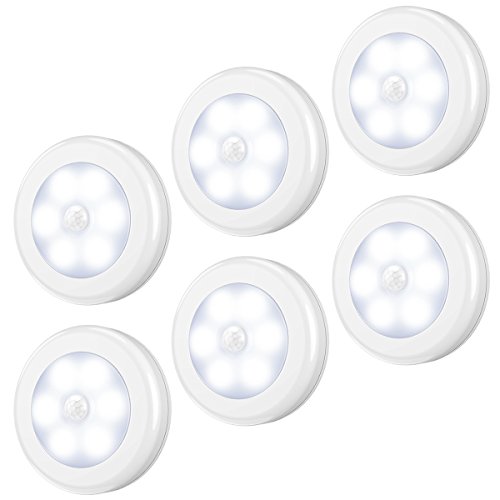 AMIR Upgraded 3.15” Motion Sensor Light, Cordless Battery-Powered LED Night Light, Stick-Anywhere Closet Lights Stair Lights, Safe Lights for Hallway, Bathroom, Bedroom, Kitchen (White - Pack of 6)
