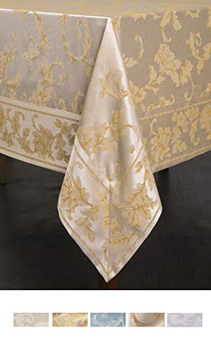 Benson Mills Harmony Scroll Tablecloth (60" X 104" Rectangular, Silver - Gold)