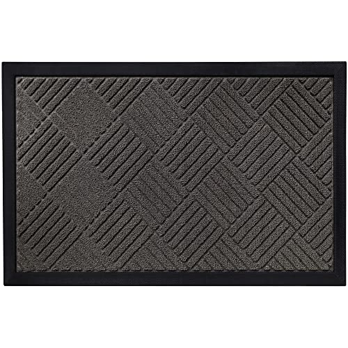 Gorilla Grip Waterproof All-Season WeatherMax Doormat, Durable Natural Rubber, Stain and Fade Resistant, Low Profile, Indoor Outdoor Door Mats, Easy Clean Patio Entrance Mat, 17x29, Gray Diamond