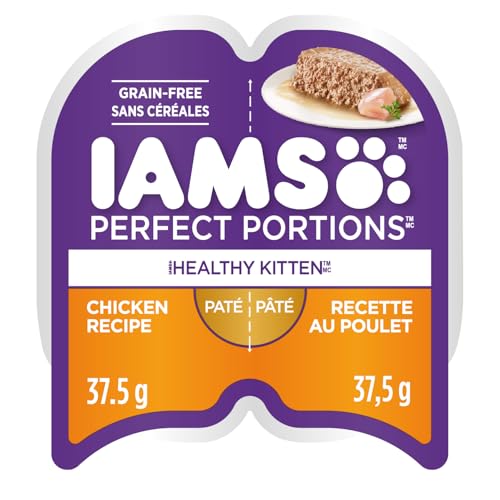 Iams Perfect Portions Grain Free Kitten Wet Food Paté Chicken Recipe, (24) 2.6 Oz. Twin-Pack Trays