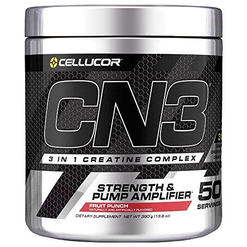 Cellucor CN3 Creatine Nitrate, Creatine HCl, Creatine Monohydrate Powder, Strength and Pump Amplifier, Fruit Punch, 50 Servings