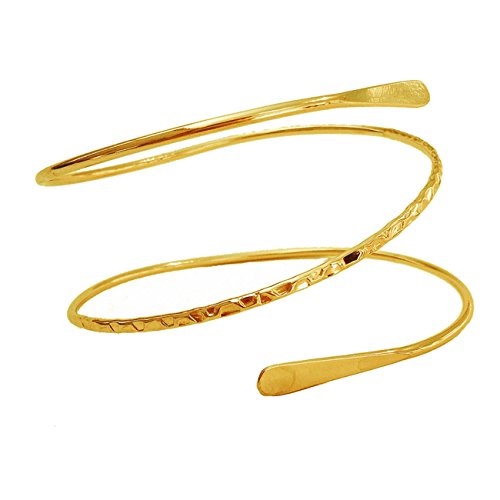 OCTCHOCO Minimalist Gold Metal Coil Upper Arm Cuff Open Arm Bracelet Armlet Armband Bangle for Women