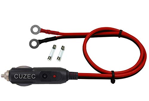 CUZEC Heavy-Duty 15A Male Plug Cigarette Lighter Adapter Power Supply Cord with 1.6ft / 0.5m 16 AWG Cable Wire for Car Inverter Air Pump Electric Cup and DIY (1.6FT Long)