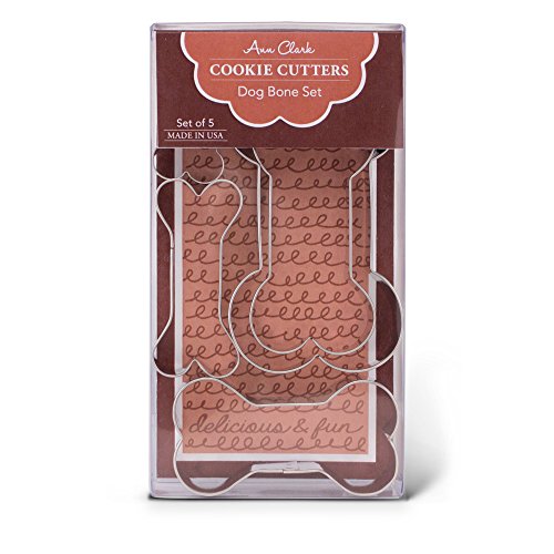 Ann Clark Cookie Cutters 5-Piece Dog Bone and Biscuit Cookie Cutters for Homemade Treats, 2", 3", 3.5", 4", 5"