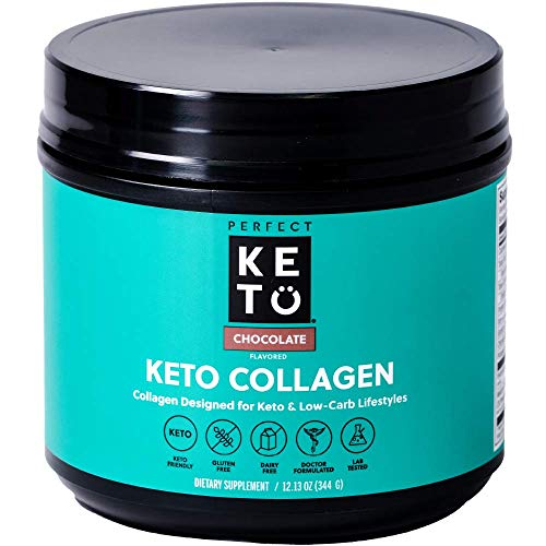 Perfect Keto Collagen Peptides Protein Powder with MCT Oil | Hydrolyzed Collagen, Type I & III Supplement | Non-GMO, Gluten Free, Grassfed, Keto Creamer in Coffee | Shakes for Women & Men â€“ Chocolate