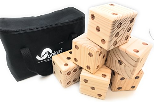 Oojami Giant Wooden Yard Dice with Carrying Canvas Bag