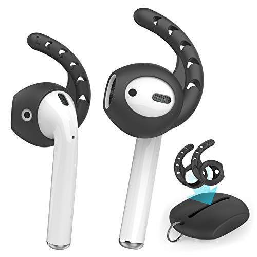 Book Cover AhaStyle 3 Pairs AirPods Ear Hooks Cover Silicone Accessories Compatible with Apple AirPods and EarPods Headphones(Black)