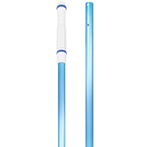 U.S. Pool Supply Professional 16 Foot Blue Anodized Aluminum Telescopic Swimming Pool Pole, Adjustable 2 Piece Expandable Step-Up - Attach Connect Skimmer Nets, Rakes, Brushes, Vacuum Heads with Hoses
