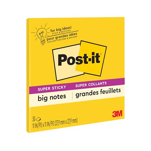 Post-it Super Sticky Big Notes, 11 in x 11 in, 1 Pad, 30 Sheets/Pad (BN11)