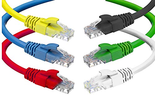 CAT6 Ethernet Cable (6 Feet) LAN, UTP (1.8 m) CAT 6 RJ45, Network, Patch, Internet Cable - 6 Pack (6 ft)