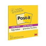 Post-it Super Sticky Big Notes, 11 in x 11 in, 1 Pad, 2X The Sticking Power, Yellow, Recyclable (BN11)