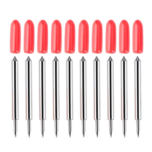 HQMaster 45 Degree Tungsten Steel Lettering Blade Vinyl Cutter Blades for Roland Cutting Plotter Red Cap Pack Of 10