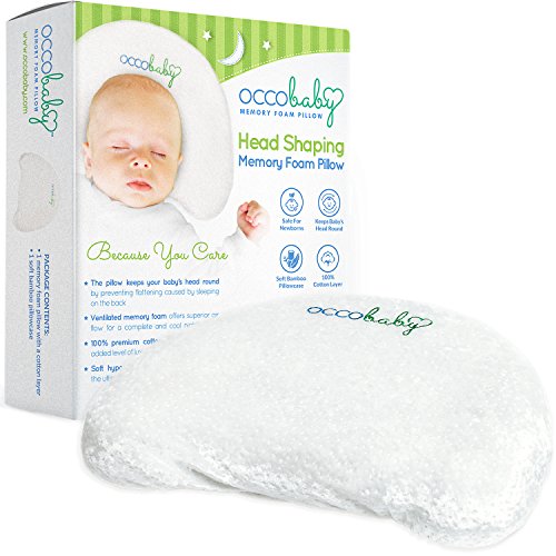 Book Cover OCCObaby Baby Head Shaping Memory Foam Pillow | Cotton Cover & Bamboo Pillowcase | Keep Your Baby's Head Round | Prevent Flat Head Syndrome in Infant