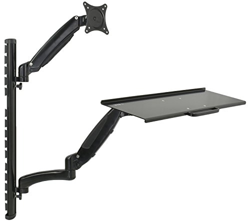 VIVO Black Sit-Stand Wall Mount Counterbalance Height Adjustable Monitor and Keyboard Workstation for Screens up to 27 inches STAND-SIT1K
