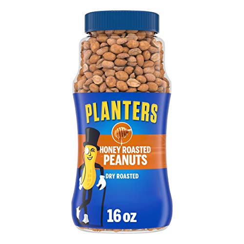PLANTERS Honey Roasted Peanuts, 16 oz. Resealable Jars (Pack of 4) - Flavored Peanuts with a Sweet Honey Coating & Sea Salt - Wholesome Snacking - Kosher