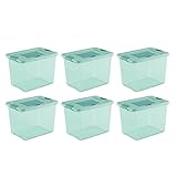 Sterilite 15057Y06 25 Qt, 24L Fresh Scent Box, Aqua Tent base with Aqua Chrome Lid & Teal Splash Latches, 6-Pack