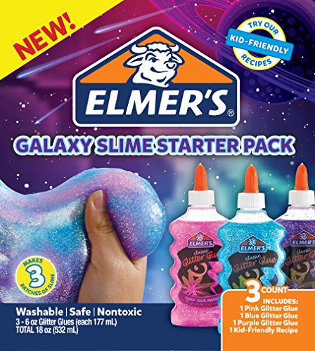 Book Cover Elmerâ€™s Glue Deluxe Starter Slime Kit | Slime Supplies | Clear School Glue & Glitter Glue Pens, 3 Count