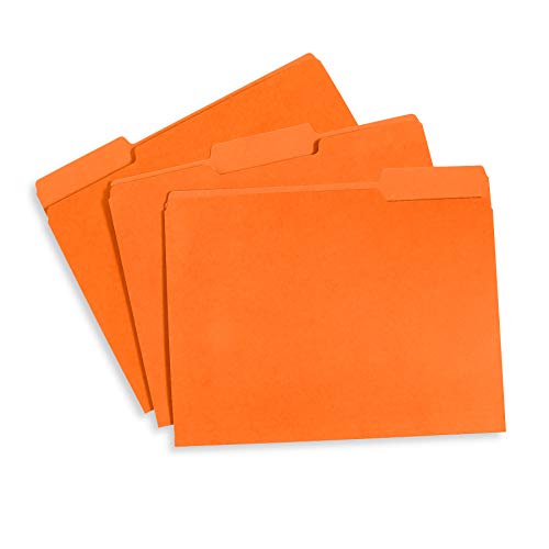 File Folder, 1/3 Cut Tab, Letter Size, Orange, Great for Organizing and Easy File Storage, 100 Per Box