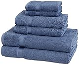 Amazon Brand – Pinzon Organic Cotton Bathroom Towels, 6-Piece Set, Indigo Blue