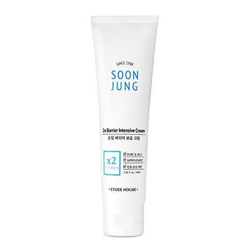 ETUDE HOUSE SoonJung 2x Barrier Intensive Cream 60ml (Old Version)- Hypoallergenic Shea Butter Hydrating Facial Cream for Sensitive Skin, Panthenol and Madecassoside Heals Damaged Skin