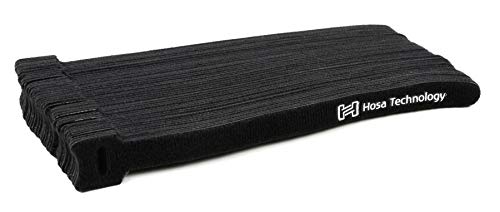 Hosa WTI-508 Black Hook and Loop Cable Organizer, 50 Pieces