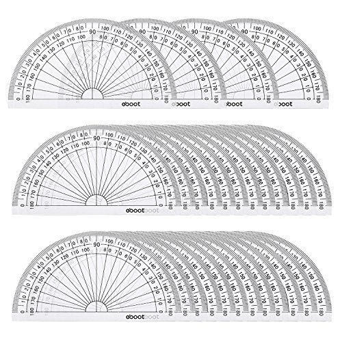 eBoot 28 Pack Clear 180 Degree Plastic Protractors for Angle Measurement, 10 cm