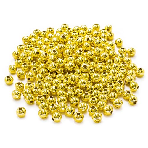 LolliBeads (R) Gold Plated Smooth Round Metal Beads 8 mm 200 Pcs