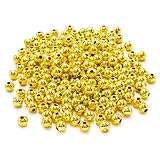 LolliBeads (R) Gold Plated Smooth Round Metal Beads 8 mm 200 Pcs