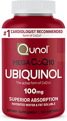 Ubiquinol CoQ10 100mg Softgels, Qunol Mega Ubiquinol 100mg - Superior Absorption - Active Form of Coenzyme Q10 for Heart Health & Healthy Blood Pressure Levels - 100 Count