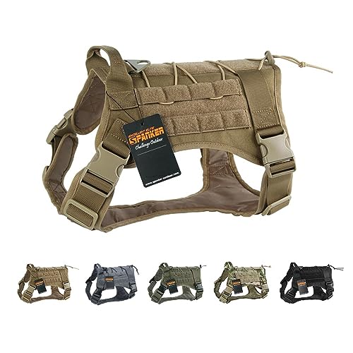 EXCELLENT ELITE SPANKER Tactical Dog Harness Military Dog Harness Working Dog Vest Molle Adjustable Training Vest Patrol K9 Harness Large with Handle(Coyote Brown-L)