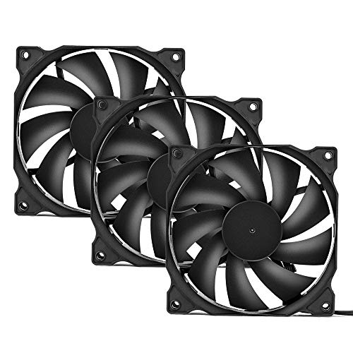uphere 3-Pack Long Life Computer Case Fan 120mm Cooling Case Fan for Computer Cases Cooling,12BK3-3