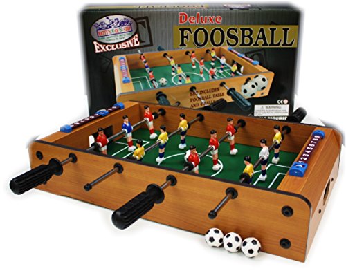 Matty's Toy Stop Deluxe Wooden Mini Table Top Foosball Game with 4 Soccer Balls
