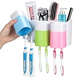 iHave Toothbrush Holders, 3 Cups Toothbrush Holder with Cover RV Bathroom Accessories Set, Camper Organization and Storage Must Haves