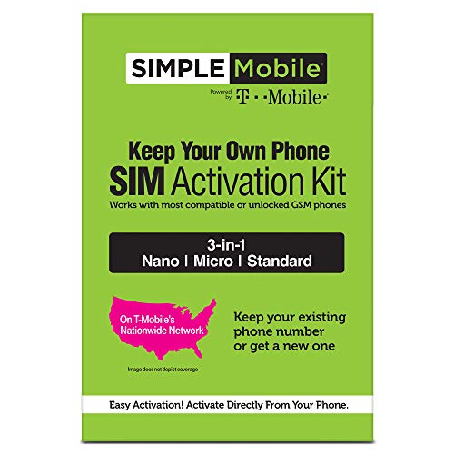 ($25 eGift Card Promotion) Simple Mobile Keep Your Own Phone 3-in-1 Prepaid SIM Kit, Black