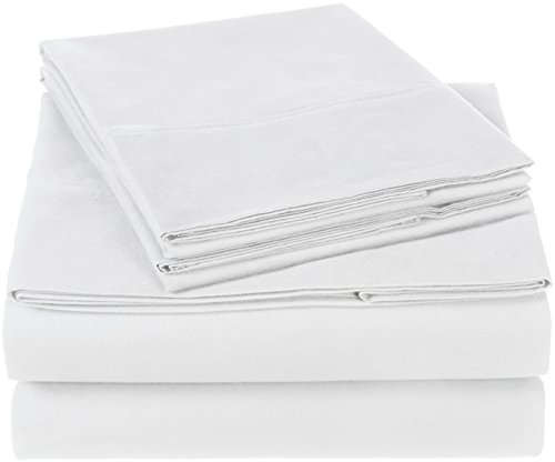 Book Cover Amazon Brand â€“ Pinzon 300 Thread Count Organic Cotton Bed Sheet Set - California King, White