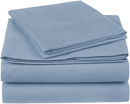 Book Cover Amazon Brand â€“ Pinzon 300 Thread Count Organic Cotton Bed Sheet Set - Twin, Flint Blue