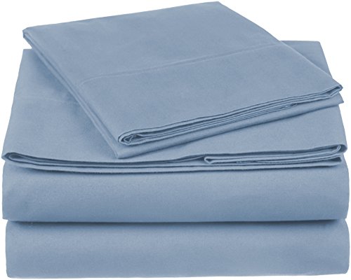 Amazon Brand â€“ Pinzon 300 Thread Count Organic Cotton Bed Sheet Set - Twin, Flint Blue