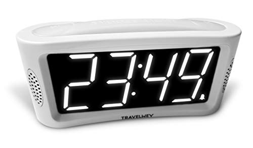 HOME LED Digital Alarm Clock - Mains Powered, No Frills Simple Operation Alarm Clocks, Large Night Light, Bedside Alarm, Snooze, Non Ticking, Full Range Brightness Dimmer, Big Red Digit Display