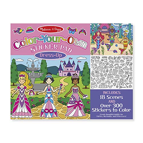 Book Cover Melissa & Doug Color Your Own Sticker Pad Dress Up Sticker Pad